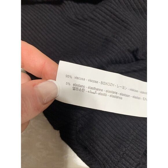 zara womens solid black ribbed short sleeve crop top t shirt small - Picture 4 of 4